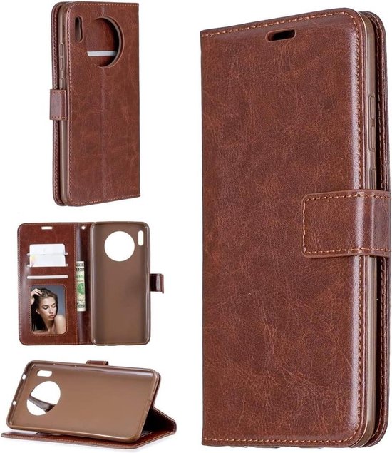 Huawei Mate 30 Lite Hoesjes – Portemonnee Book Case – Magneetsluiting – 2x Screenprotector – Bruin-Ilumina Benelux