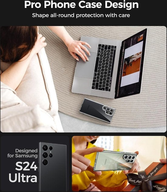 Samsung Galaxy S24 Ultra Hoesjes – Soft Silicone Backcover – Transparant – Inclusief 3x Screenprotector – Anti-kras-Ilumina Benelux