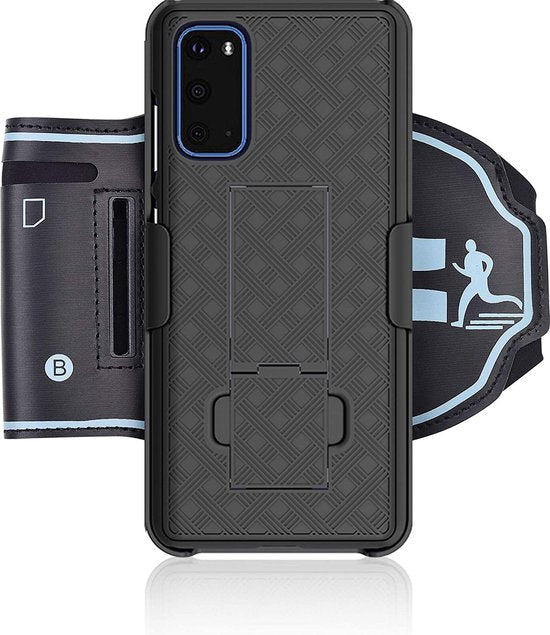 Sportarmband – Geschikt voor Samsung Galaxy S20 – Hardloop Armband Holster – Sleutelhouder – Zwart