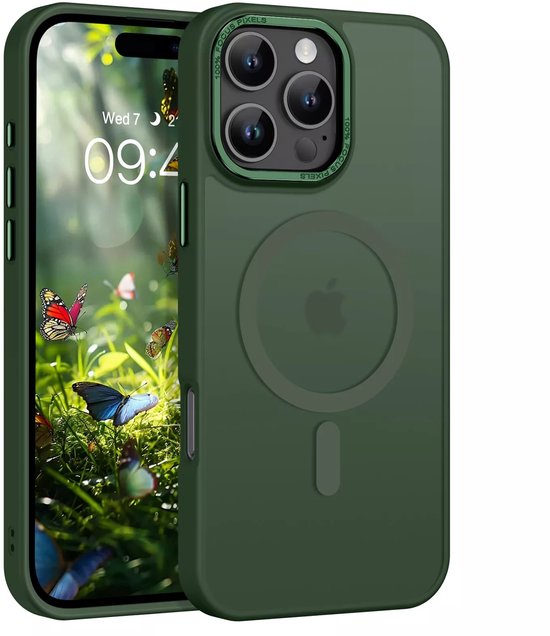 iPhone 16 Pro Max Hoesjes – Matte Backcover – MagSafe Compatibel – Schokbestendig – Groen-Ilumina Benelux