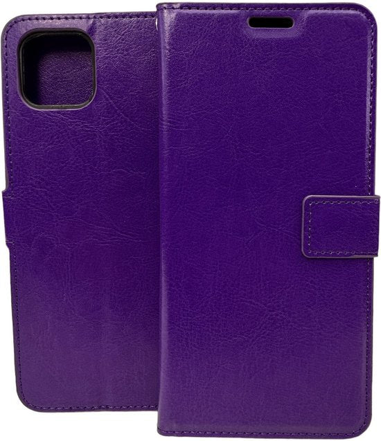 Oppo A73 5G Hoesjes – Portemonnee Bookcase – Pasjeshouder – Magneetsluiting – Paars-Ilumina Benelux