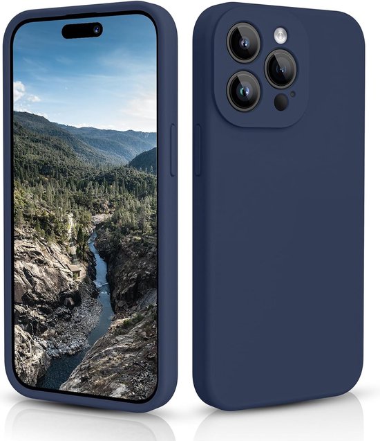 iPhone 15 Pro Max Hoesjes – Liquid Siliconen Backcover – Flexibele TPU – Camera Allround Bescherming – Blauw-Ilumina Benelux