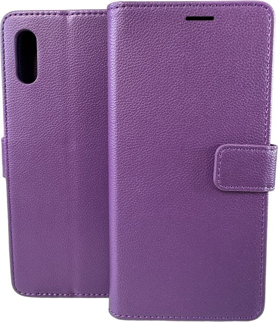 Xiaomi Redmi 9A Hoesjes – Portemonnee Book Case – Pasjeshouder – 2x Gehard Glas Screenprotector – Paars-Ilumina Benelux