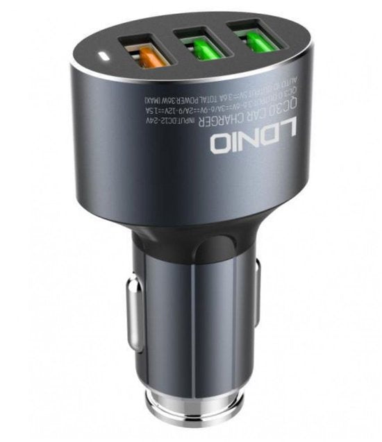 Autolader – Geschikt voor iPhone 16/15 & Samsung Galaxy – 30W Snellader – 3 Poorten – USB-C Kabel-Oplader-Ilumina Benelux
