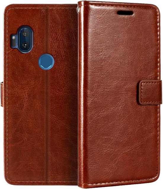 Motorola Moto One Hyper Hoesjes – Portemonnee Bookcase – Pasjeshouder – Magneetsluiting – Bruin-Ilumina Benelux