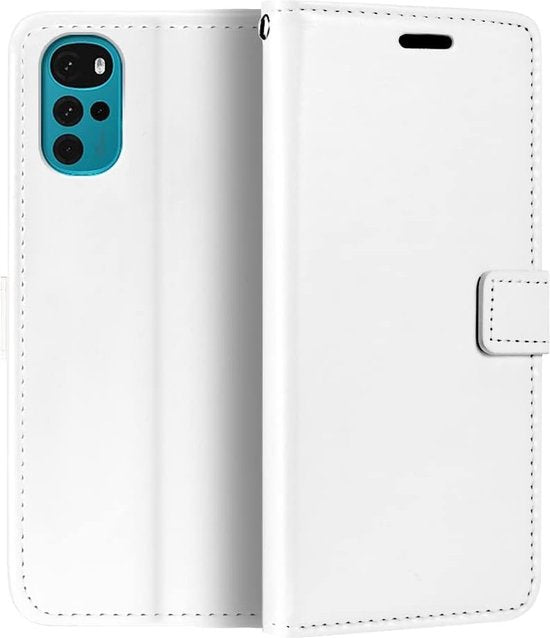 Motorola Moto G22 Hoesjes – Portemonnee Book Case – Pasjeshouder – Magneetsluiting – Wit-Ilumina Benelux
