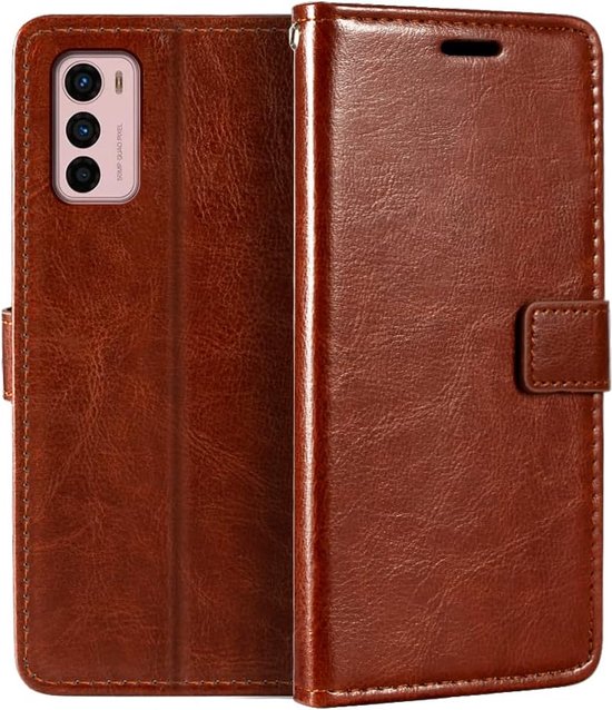 Motorola Moto G42 Hoesjes – Portemonnee Book Case – Pasjeshouder – Magneetsluiting – Bruin-Ilumina Benelux