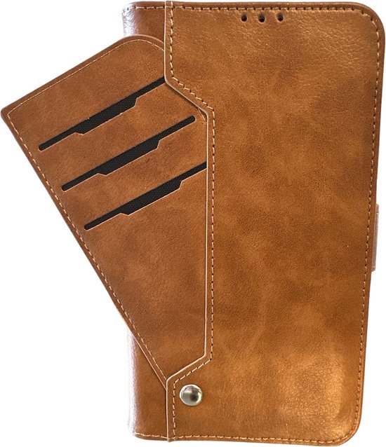 Samsung Galaxy A25 Hoesjes – Portemonnee Hoes – 9 Pasjesvakken – Multi Storage Wallet – Bruin