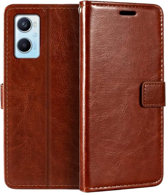 Oppo A96 Hoesjes – Portemonnee Book Case – Pasjeshouder – Magneetsluiting – Bruin-Ilumina Benelux
