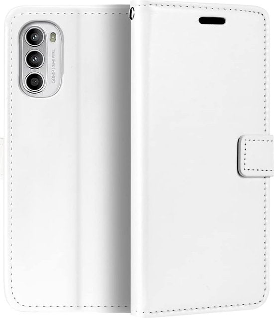 Motorola Moto G52/G82 Hoesjes – Portemonnee Book Case – Pasjeshouder – Magneetsluiting – Wit-Ilumina Benelux