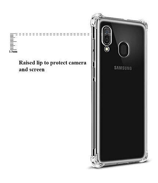 Samsung Galaxy A40 Hoesjes – Anti-Shock Hybride Backcover + 2x Screenprotector Gehard Glas – Transparant