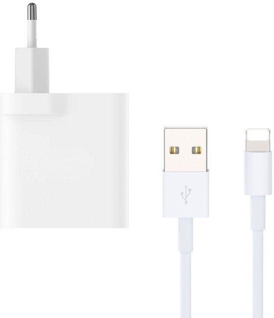 Oplader – Geschikt voor iPhone 5 t/m 14 – 30W Snellader – USB Kabel 1 Meter-Oplader-Ilumina Benelux