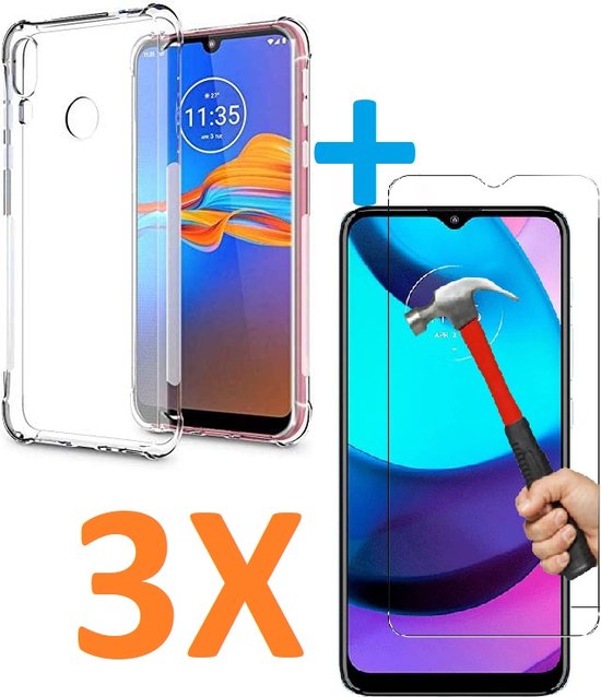 Motorola Moto E6S/Moto E6i Hoesjes – Soft TPU Siliconen Backcover – Schokbestendig – Inclusief 3x Screenprotector – Transparant-Ilumina Benelux