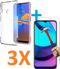 Shockproof Soft TPU hoesje Silicone Case Geschikt voor: Motorola Moto E6S & Moto E6i met 3X Screenprotector