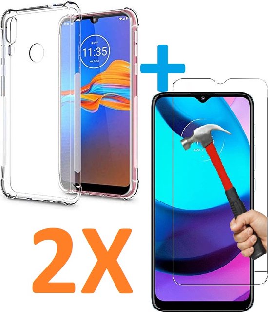 Motorola Moto E6S / E6i Hoesjes – Soft TPU Siliconen Backcover – Schokbestendig – Inclusief 2x Screenprotector – Transparant-Ilumina Benelux