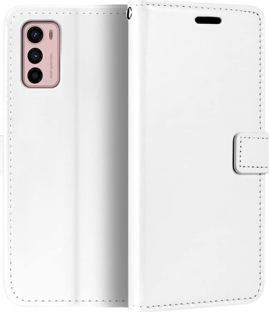 Motorola Moto G42 Hoesjes – Portemonnee Book Case – Pasjeshouder – Magneetsluiting – Wit-Ilumina Benelux