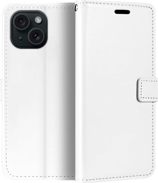 iPhone 15 Plus Hoesjes – Portemonnee Book Case – Pasjeshouder – Magneetsluiting – Wit-Ilumina Benelux