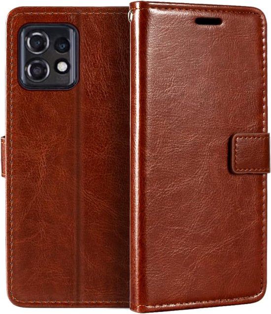 Motorola Moto Edge 40 Pro Hoesjes – Portemonnee Book Case – Pasjeshouder – 2x Screenprotector – Bruin-Ilumina Benelux