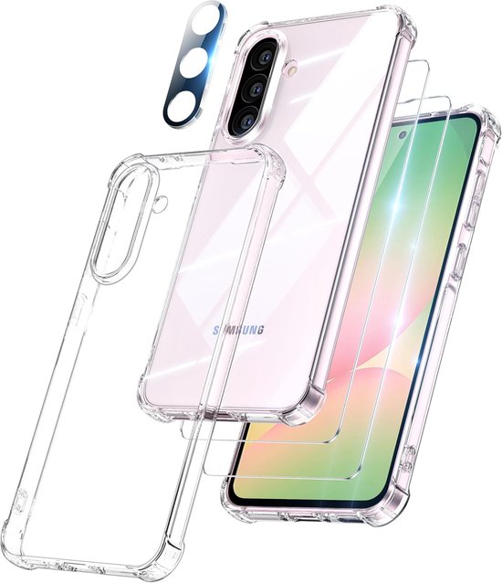 Samsung Galaxy A35 Hoesjes – Militaire Schokbestendige Backcover – 2x Screenprotector + Camera Lens Protector – Transparant-Ilumina Benelux