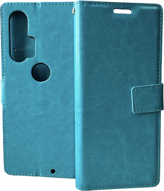 Motorola Edge Plus Hoesjes – Portemonnee Book Case – Pasjeshouder – Magneetsluiting – Turquoise-Ilumina Benelux