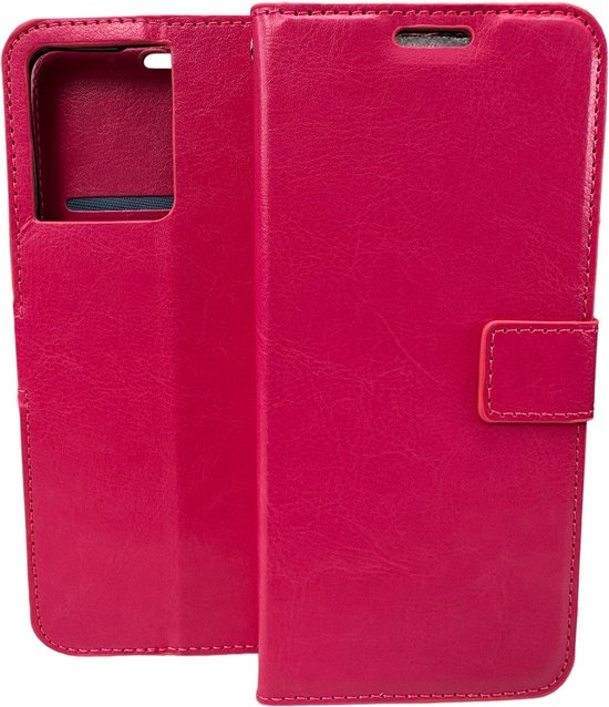 Oppo Reno 8 5G Hoesjes – Portemonnee Book Case – Pasjeshouder – 2x Glazen Screenprotector – Roze-Ilumina Benelux