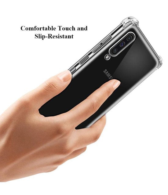 Samsung Galaxy A20E Hoesjes – Anti Shock Hybride Backcover Soft TPU – Inclusief 2x Screenprotector – Transparant Zwart