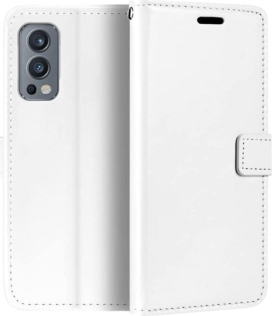 OnePlus Nord 2 5G Hoesjes – Portemonnee Hoes – Pasjeshouder – 3x Screenprotector – Wit-Ilumina Benelux