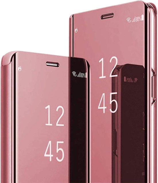 Spiegel Cover - Hoesje - Clear View Case Geschikt voor: Samsung Galaxy A12 - Roségoud
