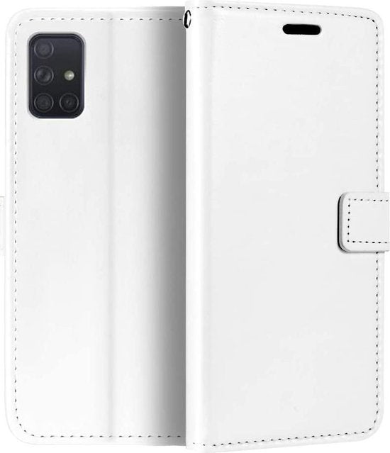 Samsung Galaxy A72 Hoesjes – Portemonnee Bookcase – Pasjeshouder – Magneetsluiting – Wit-Ilumina Benelux