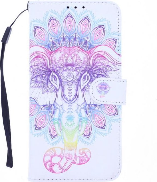 Oppo Find X2 Neo Hoesjes – Bookcase Portemonneehoes – Magneetsluiting – 3D Olifant Print-Ilumina Benelux