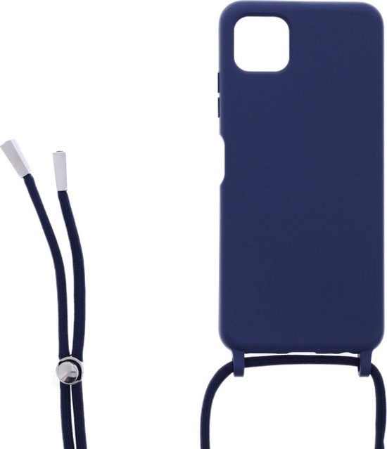 Samsung Galaxy A22 5G Hoesjes – Siliconen Backcover met Ketting – TPU – Blauw-Ilumina Benelux