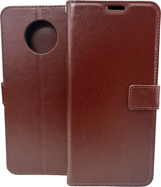 Nokia G50 Hoesjes – Portemonnee Hoes – Pasjeshouder – Magneetsluiting – Bruin + 2x Screenprotector-Ilumina Benelux