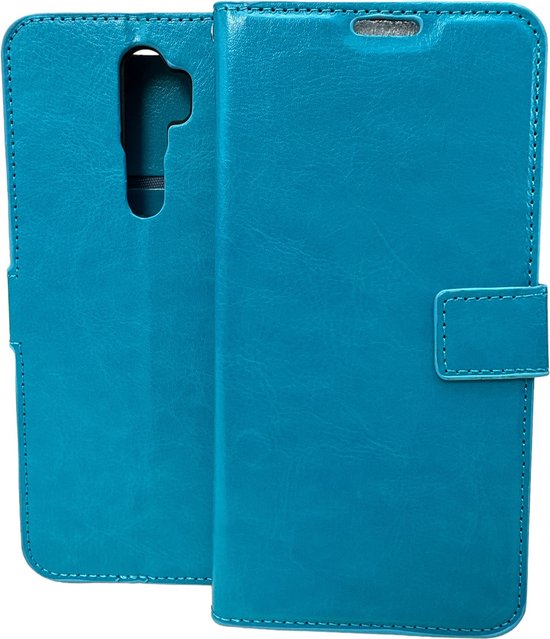 Oppo Reno 2 Hoesjes – Portemonnee Book Case – Pasjeshouder – Magneetsluiting – Turquoise-Ilumina Benelux