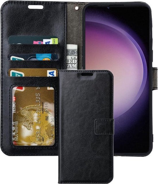 Samsung Galaxy S23 Ultra Hoesjes – Portemonnee Book Case – Pasjeshouder – Magneetsluiting – Zwart-Ilumina Benelux