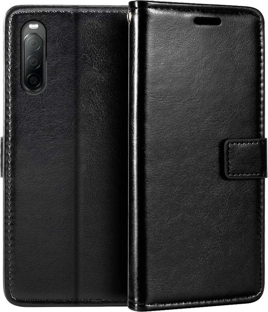 Sony Xperia 10 III Hoesjes – Portemonnee Bookcase – Pasjeshouder – 3x Screenprotector – Rood-Ilumina Benelux