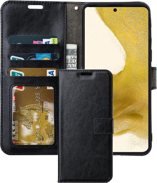 Samsung Galaxy S22 Hoesjes – Portemonnee Book Case – Pasjeshouder – Magneetsluiting – Zwart-Ilumina Benelux
