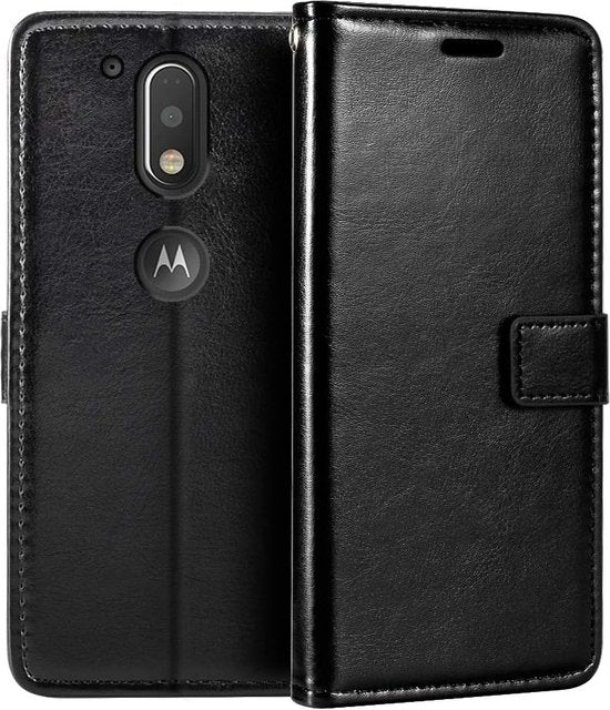 Motorola Moto G4 / G4 Plus Hoesjes – Portemonnee Book Case – Pasjeshouder – Magneetsluiting – Zwart-Ilumina Benelux