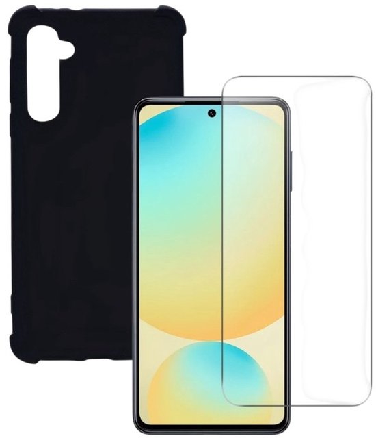 Samsung Galaxy S25 Edge Hoesjes – Siliconen Backcover – Schokbestendig – Inclusief 2x Screenprotector – Zwart-Ilumina Benelux