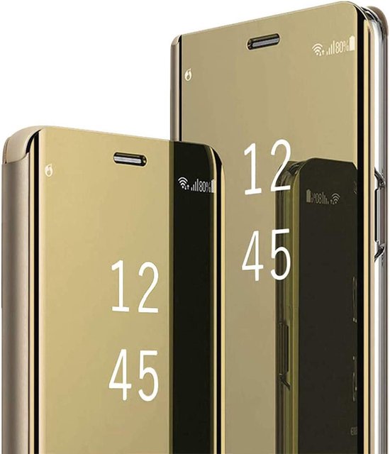 Clear View Spiegel hoesje Geschikt voor: Samsung Galaxy A12 5G - Goud