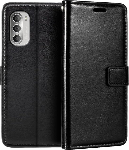 Motorola Moto G51 5G Hoesjes – Portemonnee Book Case – Pasjeshouder – 2x Screenprotector – Zwart