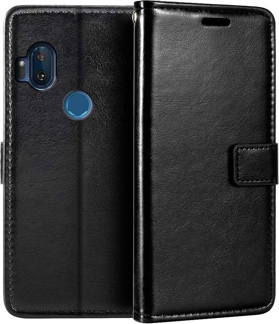 Motorola Moto One Hyper Hoesjes – Portemonnee Bookcase – Pasjeshouder – Magneetsluiting – Zwart-Ilumina Benelux