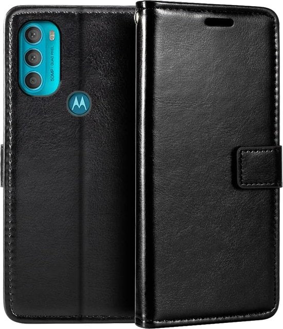 Motorola Moto G71 5G Hoesjes – Portemonnee Book Case – Pasjeshouder – Magneetsluiting – Zwart-Ilumina Benelux