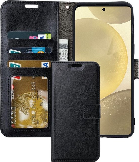 Samsung Galaxy S24 Plus Hoesjes – Portemonnee Book Case – Pasjeshouder – Magneetsluiting – Zwart-Ilumina Benelux