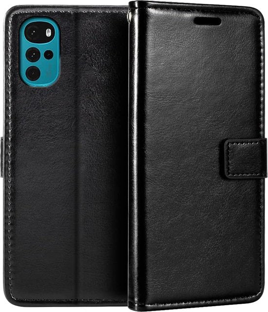 Motorola Moto G22 Hoesjes – Portemonnee Book Case – Pasjeshouder – Magneetsluiting – Zwart-Ilumina Benelux