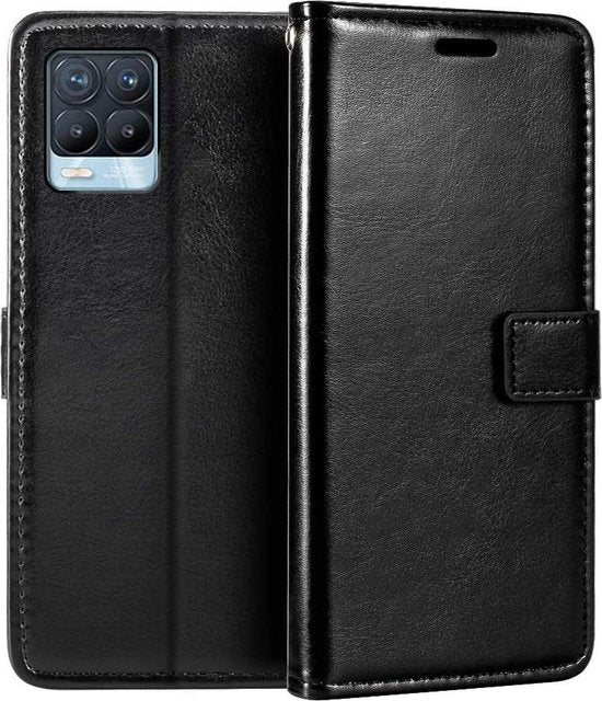 Realme 8 Pro Hoesjes – Portemonnee Bookcase – Pasjeshouder – Magneetsluiting – Goud + 3x Screenprotector-Ilumina Benelux