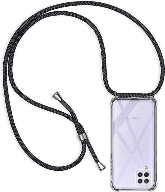 Samsung Galaxy A22 4G Hoesjes – Transparante Backcover met Koord – Schokbestendig Anti-shock – Transparant