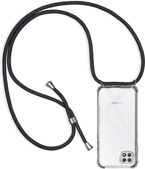 Samsung Galaxy A22 5G Hoesjes – Transparante Backcover met Koord – Schokbestendig Anti-shock-Ilumina Benelux