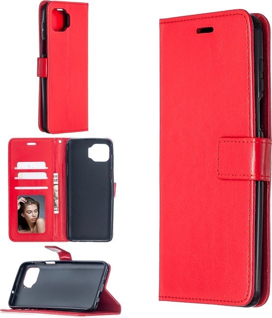 Motorola Moto G 5G Plus Hoesjes – Portemonnee Book Case – Pasjeshouder – 2x Screenprotector – Rood-Ilumina Benelux