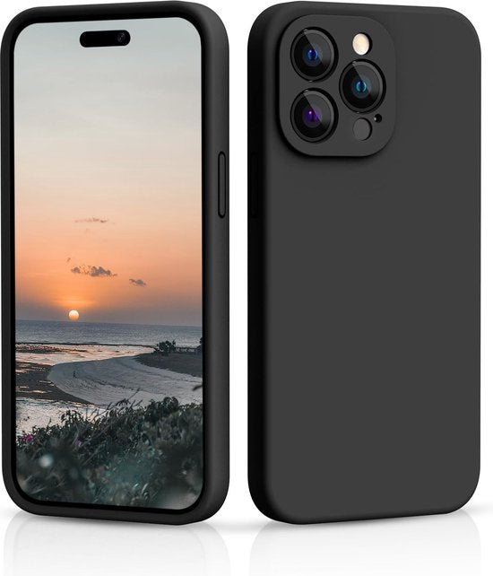 iPhone 15 Pro Max Hoesjes – Liquid Siliconen Backcover – TPU Flexibel – Camera Allround Bescherming – Zwart-Ilumina Benelux