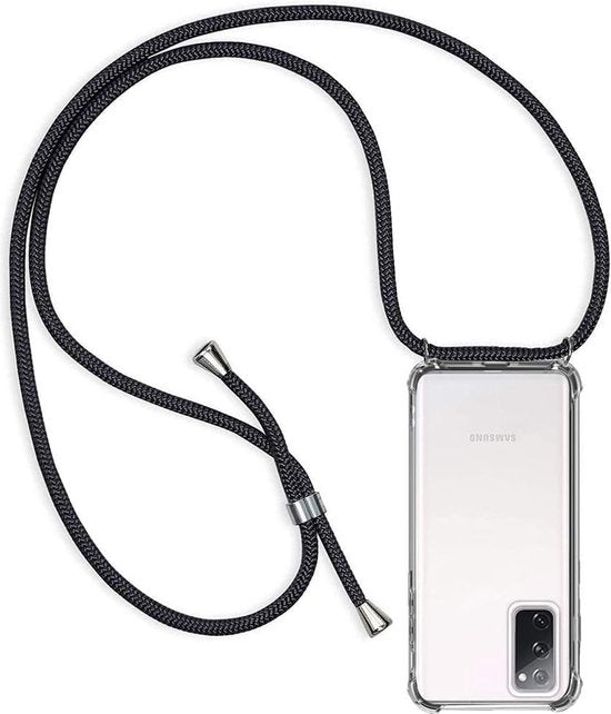 Transparant hoesje met koord - Anti-shock Back Cover geschikt voor: Samsung Galaxy S20 Plus